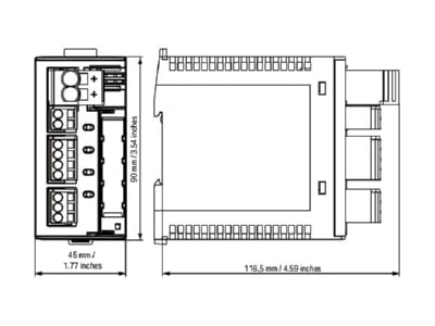 Dimensional drawing WAGO 787 1664 Current monitoring relay 2   10A