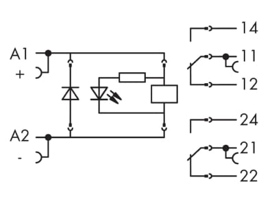 Circuit diagram WAGO 788 346 Switching relay DC 24V 16A
