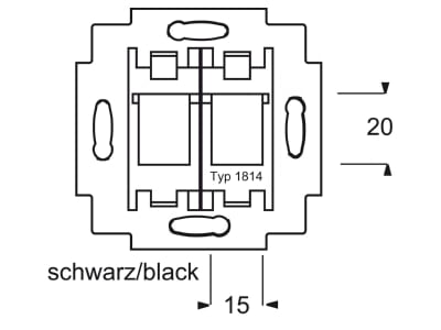 Masszeichnung Busch Jaeger 1814 Tragring f Modular Jack schwarz  Sockel