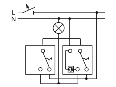 Anschlussbild 2 Busch Jaeger 2000 6 USK Wippkontrollschalter 10A  m Glimmlampe
