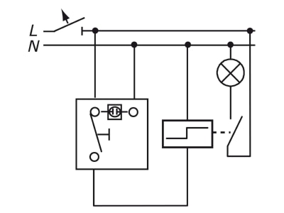 Connection diagram 2 Busch Jaeger 2020 USGL Push button 1 make contact  NO  blue
