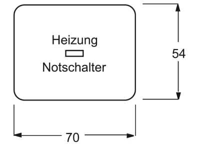 Maßzeichnung Busch Jaeger 1789 H 24G Wippe sws mit Aufdruck Heizung Notschalter