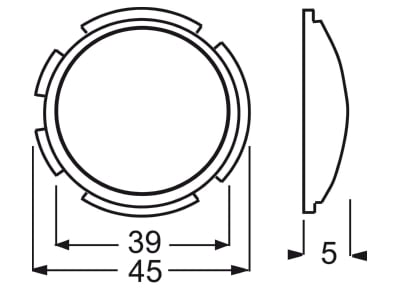 Dimensional drawing Busch Jaeger 1557 12 Lens cap for domestic switching device