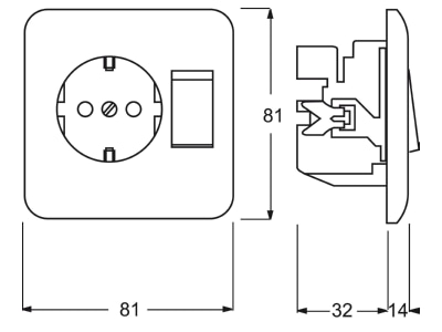 Mazeichnung Busch Jaeger 4310 6 EUJ 212 Steckdose ws