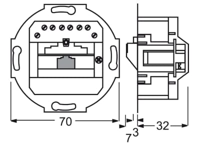 Dimensional drawing Busch Jaeger 0213 RJ45 8 8  Data outlet white