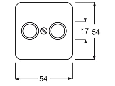 Mazeichnung Busch Jaeger 2531 214 Zentralscheibe aws f Antennendose 2Loch