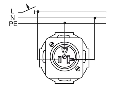 Wiring plan Busch Jaeger 3016 EUC 24G Socket outlet  receptacle  NEMA white
