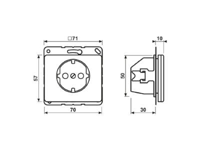 Dimensional drawing Jung SL 520 KI SW Socket outlet  receptacle 