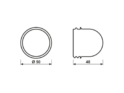 Dimensional drawing Jung 37 R Lens cap for domestic switching device