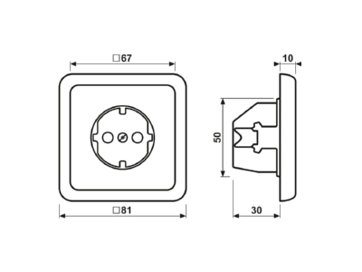 Dimensional drawing Jung 5520 KI Socket outlet  receptacle 