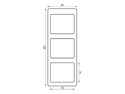 Dimensional drawing Jung SL 583 WW Frame 3 gang white