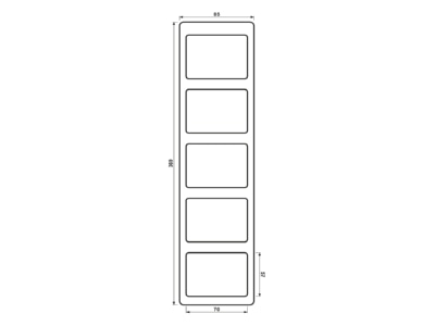 Dimensional drawing Jung SL 585 WW Frame 5 gang white