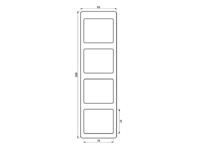 Dimensional drawing Jung SL 584 SI Frame 4 gang silver