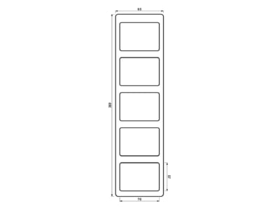 Dimensional drawing Jung SL 585 SI Frame 5 gang silver