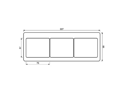 Dimensional drawing Jung SL 5830 SI Frame 3 gang silver