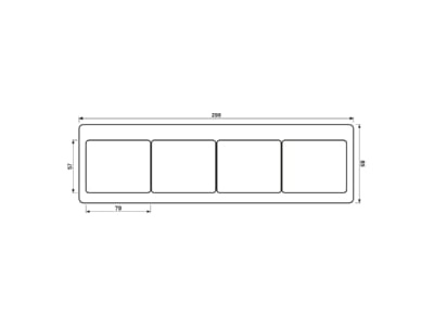 Dimensional drawing Jung SL 5840 SI Frame 4 gang silver