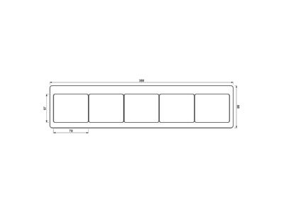 Dimensional drawing Jung SL 5850 SI Frame 5 gang silver