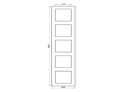 Dimensional drawing Jung AS 585 Frame 5 gang cream white