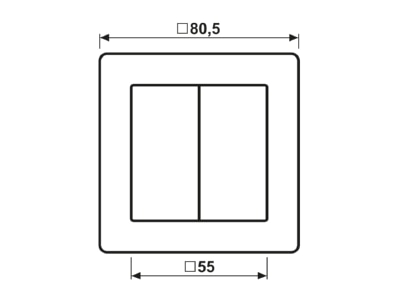 Dimensional drawing Jung AS 590 5 WW Cover plate for switch push button white