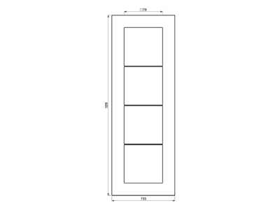 Mazeichnung Jung LSP 984 GLAS Rahmen 4 fach mt ws waage senkrecht