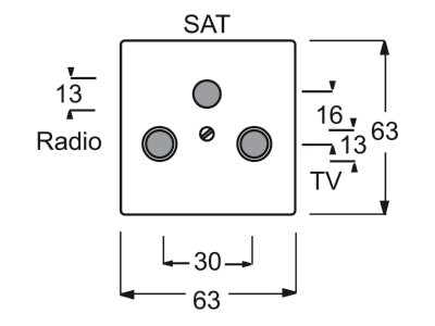 Mazeichnung Busch Jaeger 1743 81 Zentralscheibe anth f Antennendose 2Loch