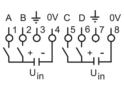 Connection diagram 2 Busch Jaeger 6174 20 EIB  KNX binary input 4 ch