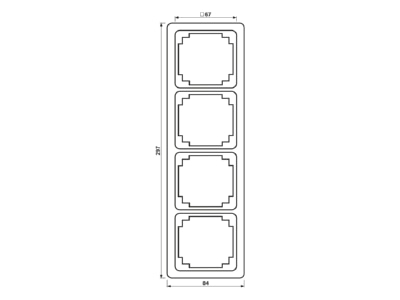 Mazeichnung Jung CDP 584 WW Rahmen 4 fach aws waage senkrecht