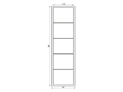 Dimensional drawing Jung ES 2985 Frame 5 gang stainless steel