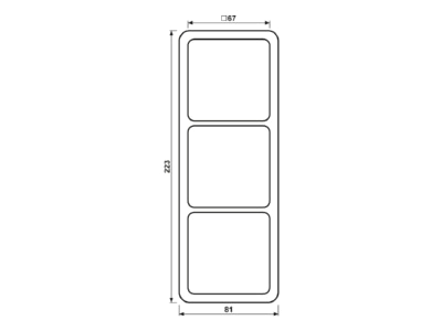 Dimensional drawing Jung CD 583 WU BR Frame 3 gang brown