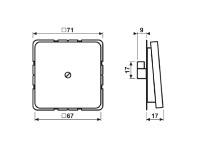 Dimensional drawing Jung CD 590 A GR Basic element with central cover plate