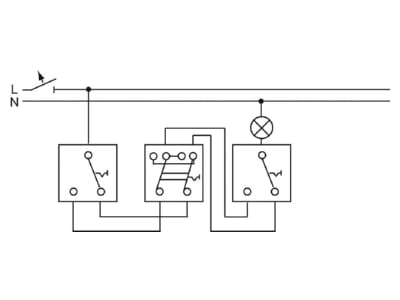 Connection diagram 1 Busch Jaeger 2601 6 SKW 54 3 way switch  alternating switch 
