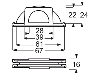 Dimensional drawing Busch Jaeger 2138 W 54 Cable entry coupling piece white