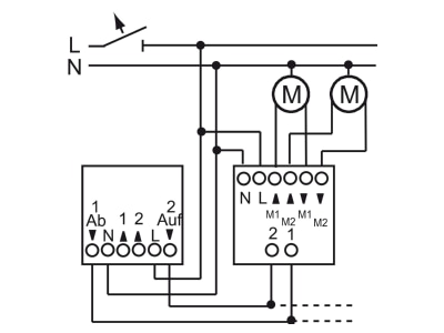 Anschlussbild 2 Busch Jaeger 6411 U 101 Jalousiecontrol Einsatz 2Schliesser 3A 690VA