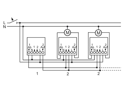 Anschlussbild 3 Busch Jaeger 6411 U 101 Jalousiecontrol Einsatz 2Schliesser 3A 690VA
