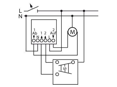 Anschlussbild 4 Busch Jaeger 6411 U 101 Jalousiecontrol Einsatz 2Schliesser 3A 690VA