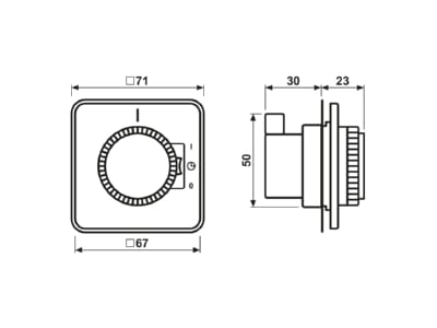 Dimensional drawing Jung CD 5024 Mechanical time switch 30   1440min