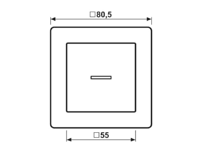 Dimensional drawing Jung AS 590 KO5 WW Cover plate for switch push button white