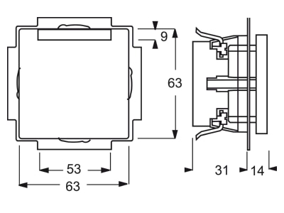 Dimensional drawing Busch Jaeger 20 EUN 866 Socket outlet  receptacle 