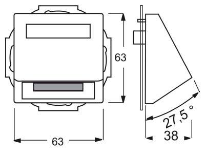 Dimensional drawing Busch Jaeger 1758 866 Basic element with housing top