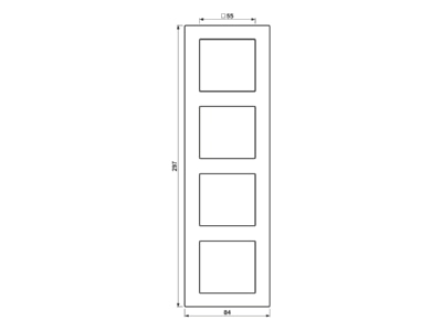 Mazeichnung Jung AC 584 GL RT Glasrahmen 4 fach rt waage senkrecht