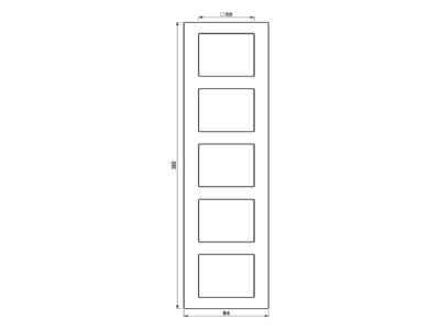 Mazeichnung Jung AC 585 GL RT Glasrahmen 5 fach rt waage senkrecht