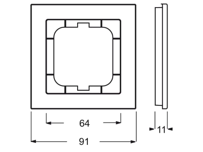 Dimensional drawing Busch Jaeger 1721 286 Frame 1 gang green