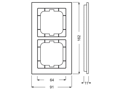 Dimensional drawing Busch Jaeger 1722 284 Frame 2 gang white