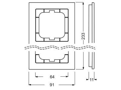 Dimensional drawing Busch Jaeger 1723 287 Frame 3 gang red