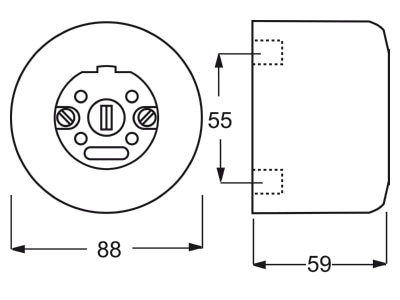 Dimensional drawing Busch Jaeger 2365 JW Flush mounted perilex socket 25A