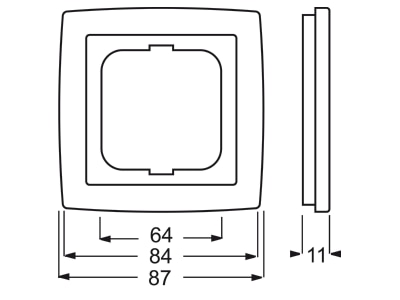 Dimensional drawing Busch Jaeger 1721 80 Frame 1 gang chrome