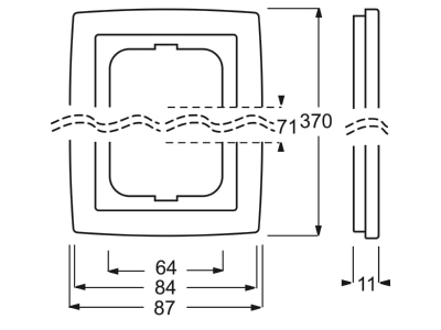 Dimensional drawing Busch Jaeger 1725 80 Frame 5 gang chrome
