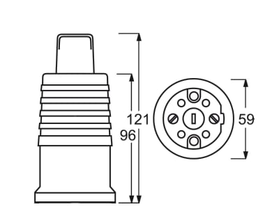 Mazeichnung Busch Jaeger 2364 KUW Perilex Kupplung 16A ws