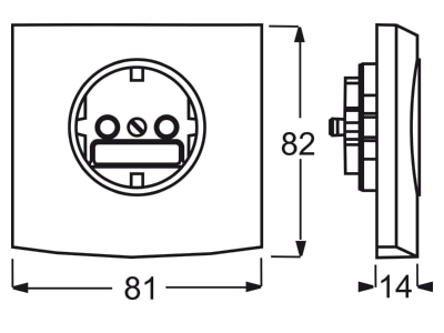 Dimensional drawing Busch Jaeger 20 EUJKST 24G Socket outlet  receptacle 