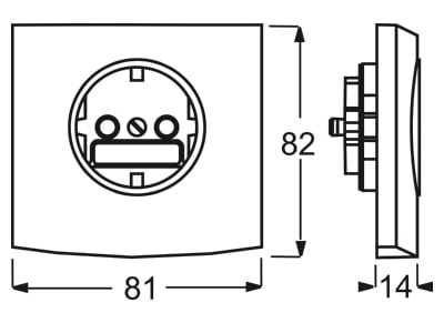 Dimensional drawing Busch Jaeger 20 EUJKST 71 Socket outlet  receptacle 